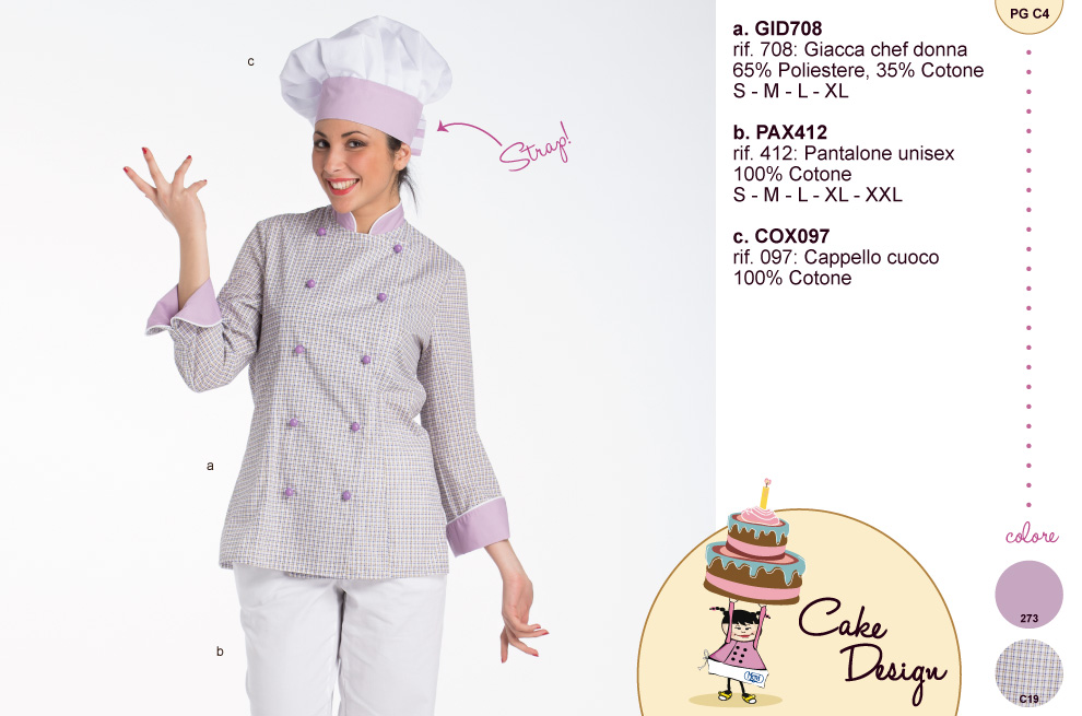 La giacca per il cake designer italiano, eleganza, stile, qualità artigianale. Abbigliamento cake design giacca, cappello, pantalone in abbinamento colore.