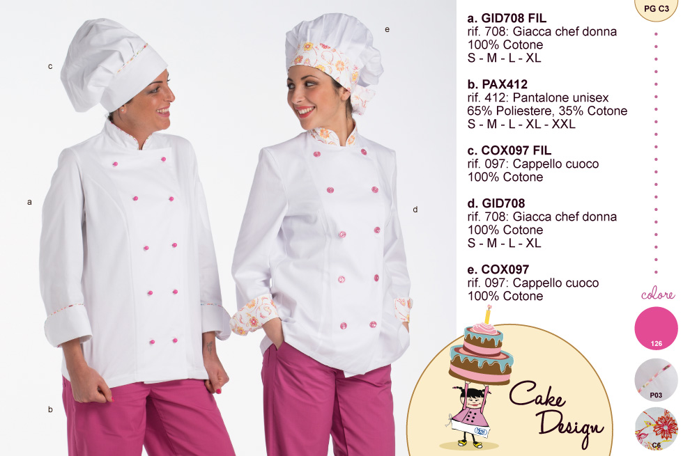 Una giacca da cake designer da fare invidia! Giacca bianca oppure con inserti colorati scegli ciò che preferisci e nel dubbio contattaci, sapremo consigliarti!