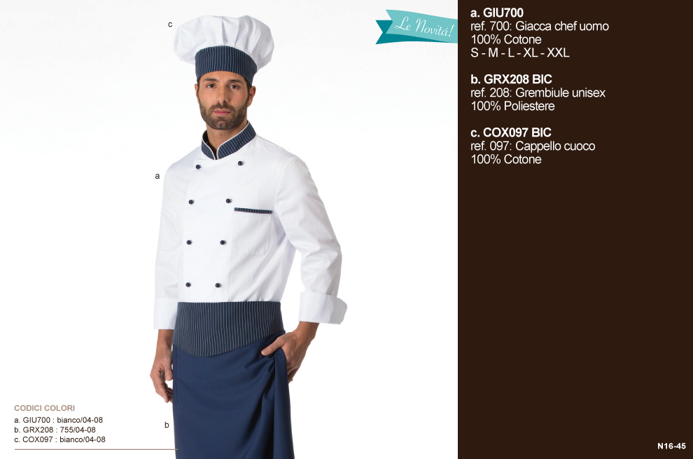 Abbigliamento Professionale Chef Cuoco Ristorante Giacche Pantaloni Cappelli Grembiuli