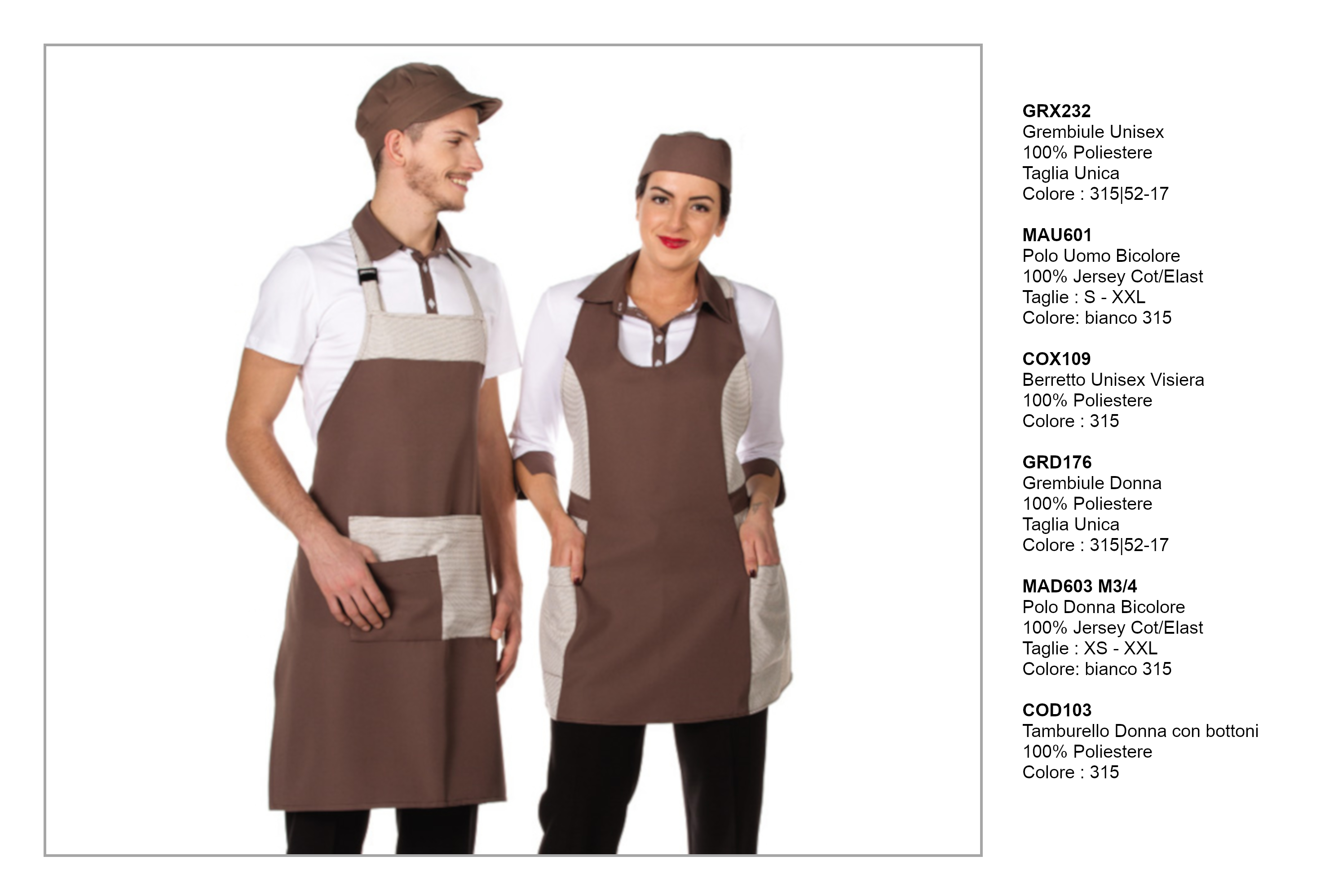 Creativity abiti per baristi-camerieri receptionist-hostess-barman-barmaid-waiters-waitress