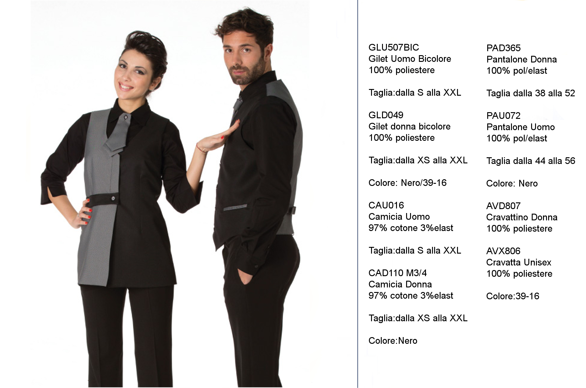 Abbigliamento ristorante: polo, camicie, pantaloni, Made in Italy - Creativity clothingsxwork -